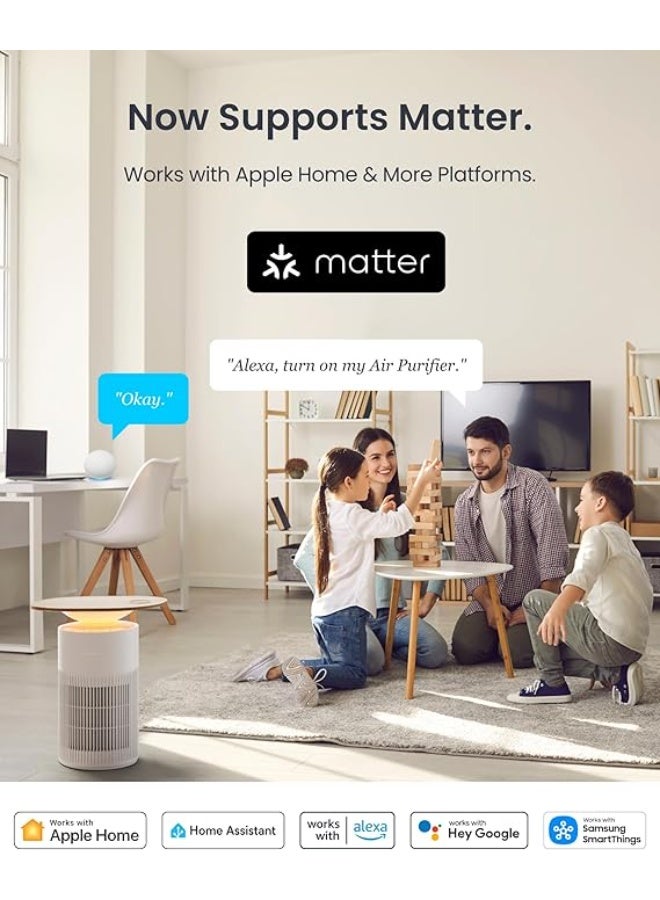 سويتش بوت SwitchBot Air Purifier Table for Home up to 3620 ft², HEPA Air Purifier with Pet Mode, Washable Filter, Aromatherapy, RGB Light, Cleans Odor Pets Hair Pollen Dust Smoke, Work with Matter HomeKit Alexa - Image 4